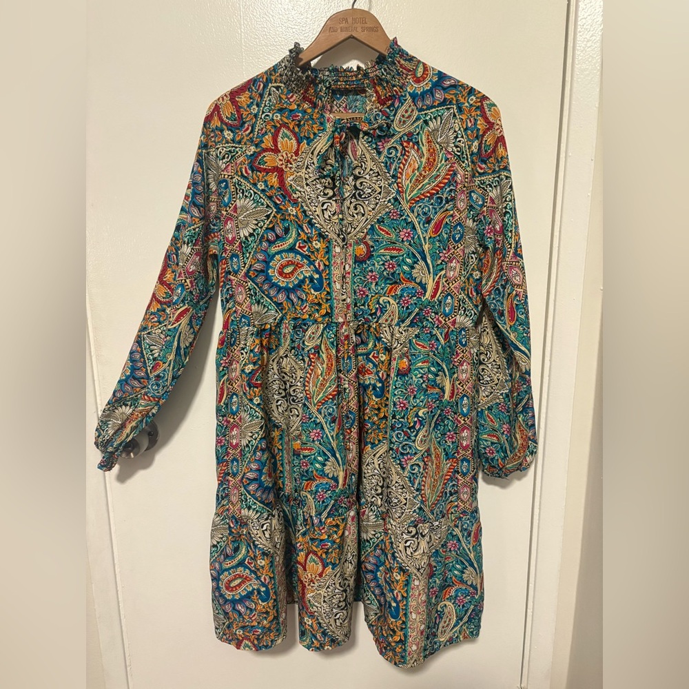 Boho Paisley Long Sleeve Dress